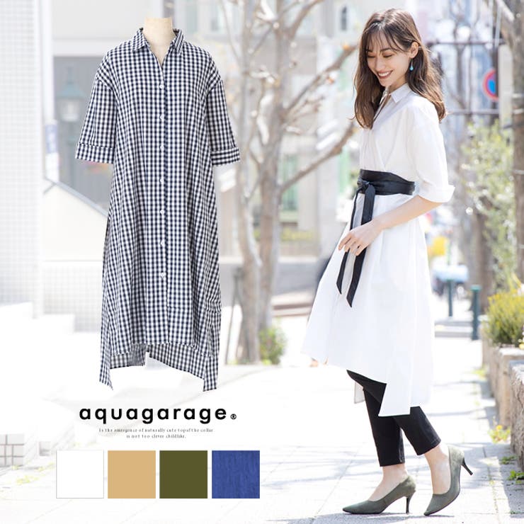 シャツワンピ マタニティー 5分袖 | aquagarage | 詳細画像1 