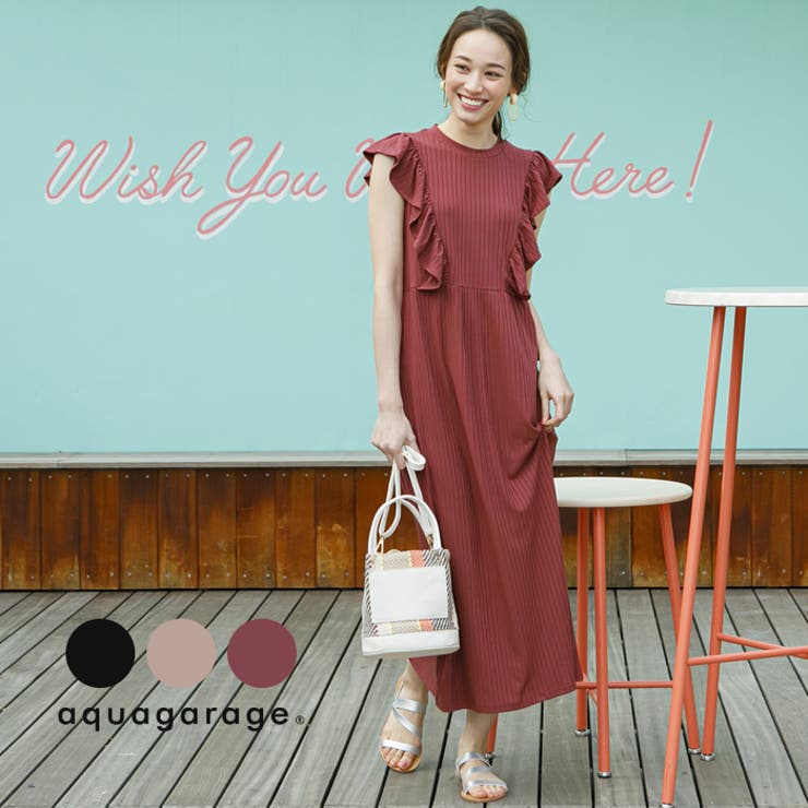 ワンピース ワンピ ラッフルスリーブ[品番：QU000006434]｜aquagarage