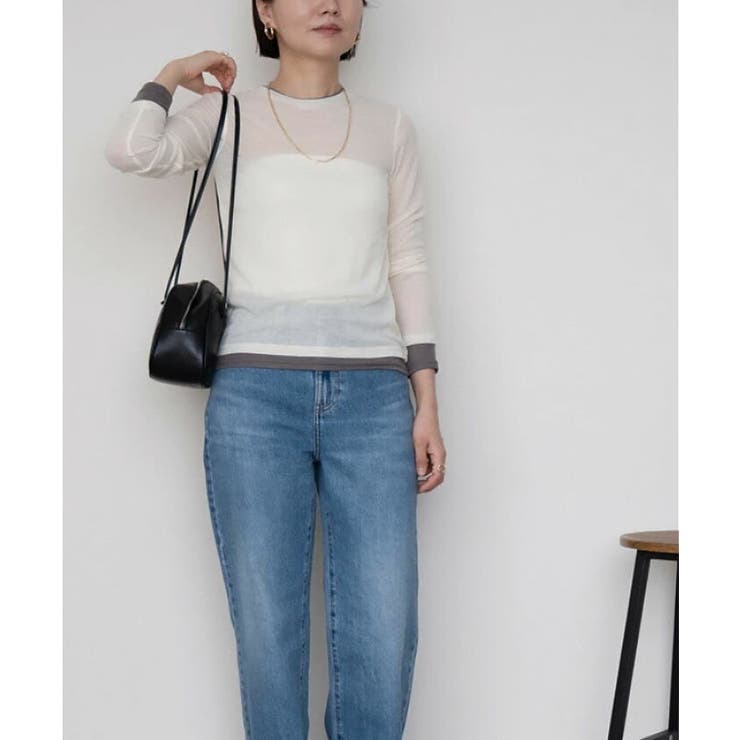 配色レイヤード風シアートップス 春 秋 冬 M レディース | aquagarage | 詳細画像2 