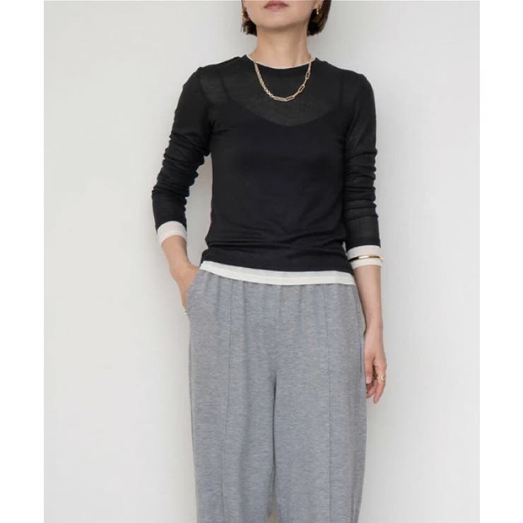 配色レイヤード風シアートップス 春 秋 冬 M レディース | aquagarage | 詳細画像7 