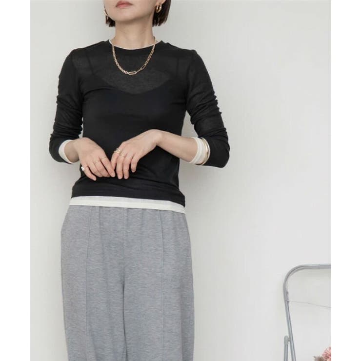 配色レイヤード風シアートップス 春 秋 冬 M レディース | aquagarage | 詳細画像10 