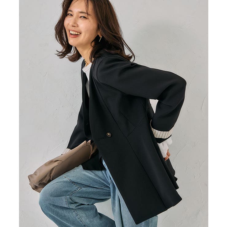 ノーカラーウエストシェイプペプラムジャケット 春 秋 M | aquagarage | 詳細画像2 