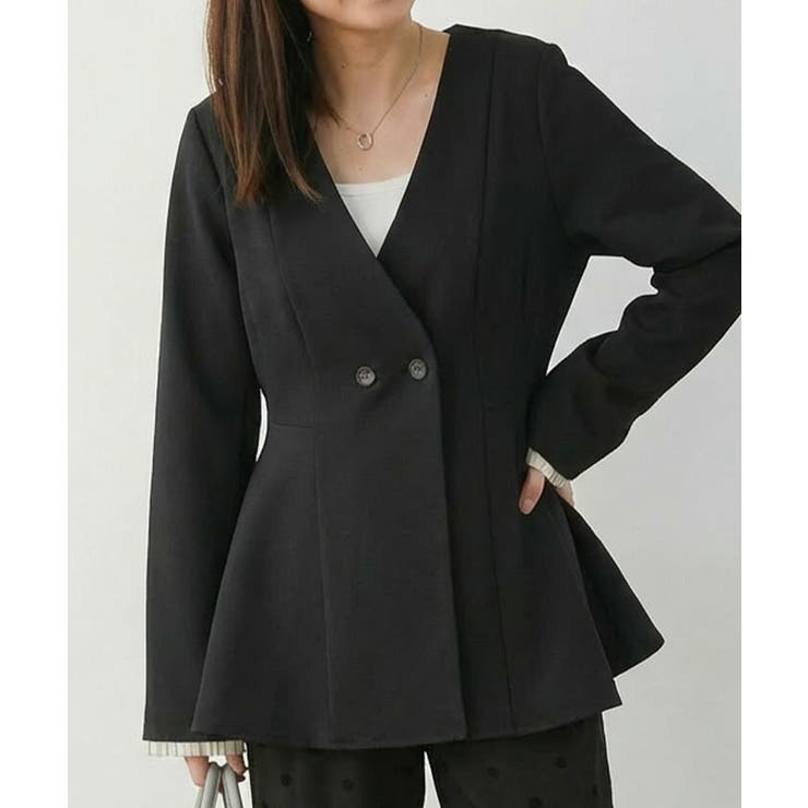 ノーカラーウエストシェイプペプラムジャケット 春 秋 M | aquagarage | 詳細画像11 