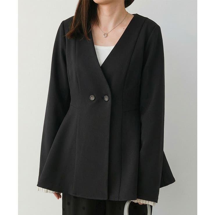 ノーカラーウエストシェイプペプラムジャケット 春 秋 M | aquagarage | 詳細画像13 