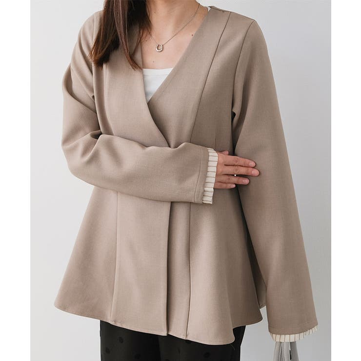 ノーカラーウエストシェイプペプラムジャケット 春 秋 M | aquagarage | 詳細画像15 