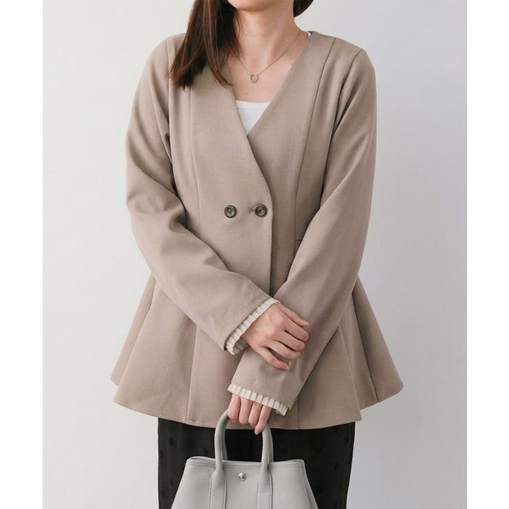 ノーカラーウエストシェイプペプラムジャケット 春 秋 M | aquagarage | 詳細画像17 