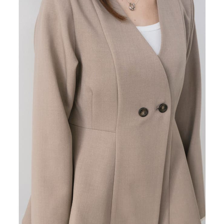 ノーカラーウエストシェイプペプラムジャケット 春 秋 M | aquagarage | 詳細画像19 