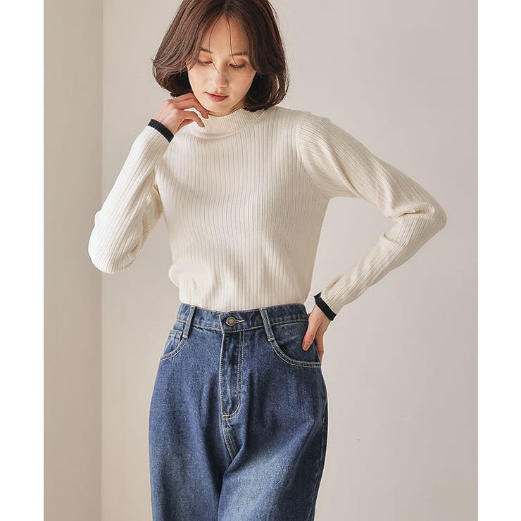 ボトルネックリブニットトップス  春  秋  冬 M レディース | aquagarage | 詳細画像5 
