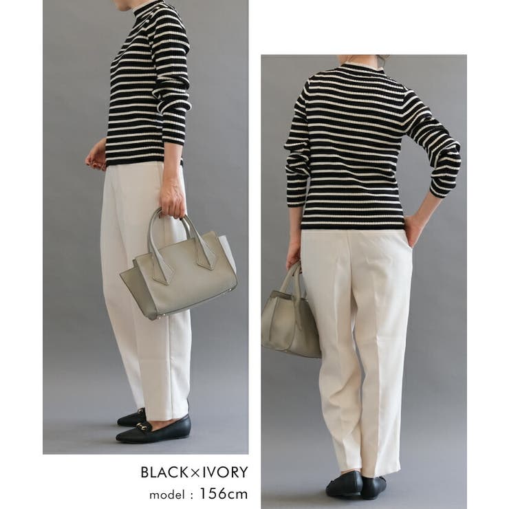 柔らかな生地で肌触りのいいボーダー柄ハイネックカットソー | aquagarage | 詳細画像16 