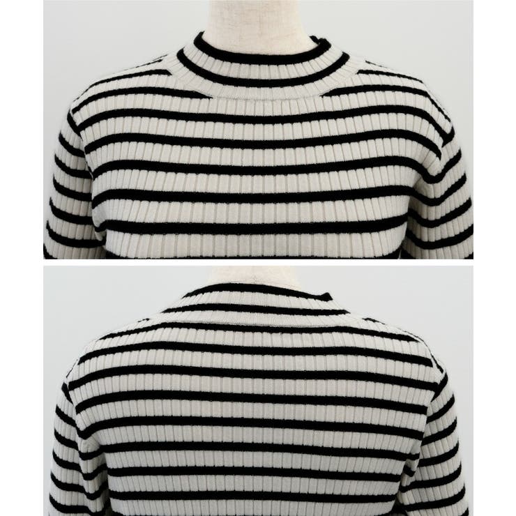 柔らかな生地で肌触りのいいボーダー柄ハイネックカットソー | aquagarage | 詳細画像7 