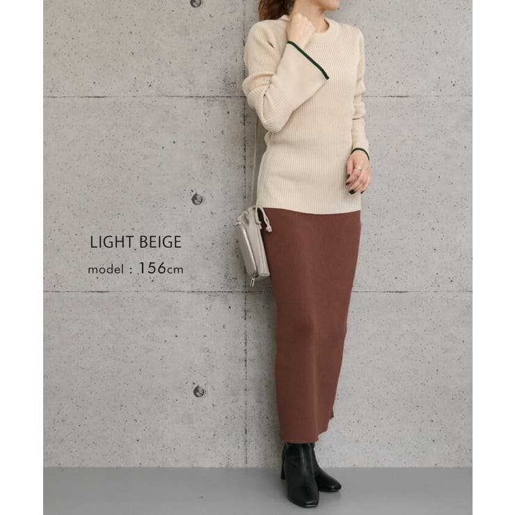 袖口の配色デザインがポイントのリブニット | aquagarage | 詳細画像15 