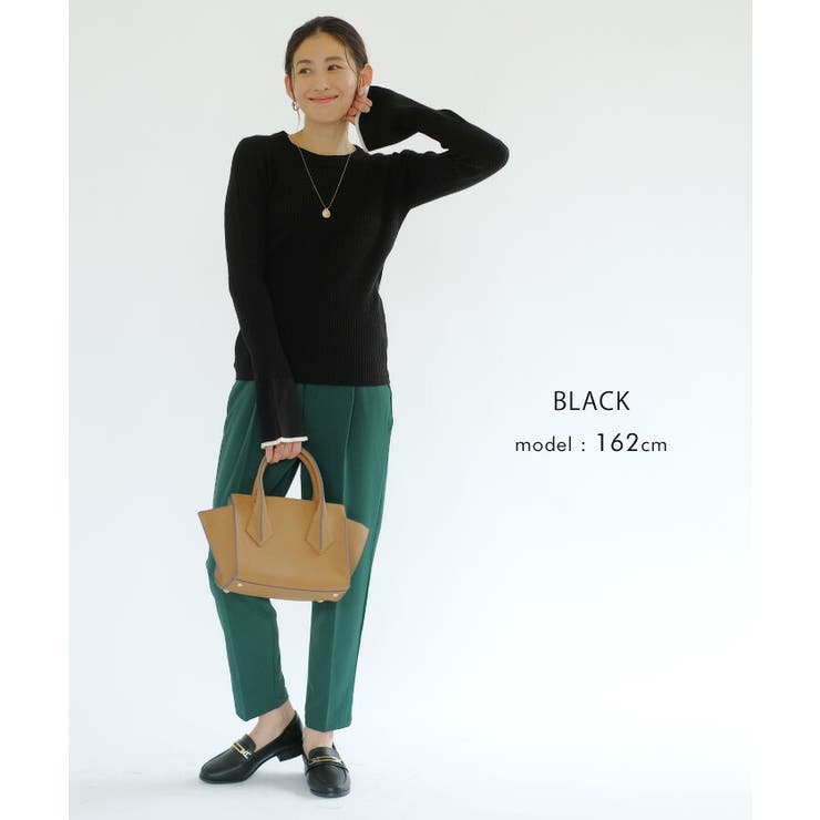 袖口の配色デザインがポイントのリブニット | aquagarage | 詳細画像19 