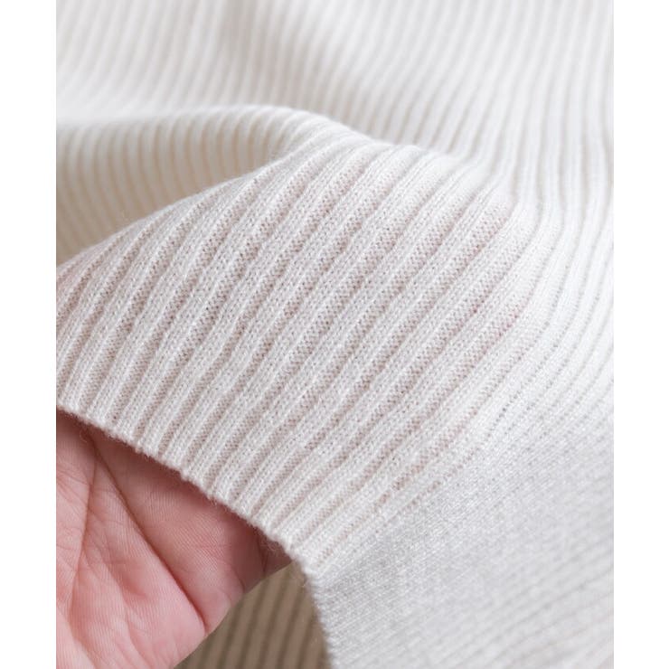 袖口の配色デザインがポイントのリブニット | aquagarage | 詳細画像7 