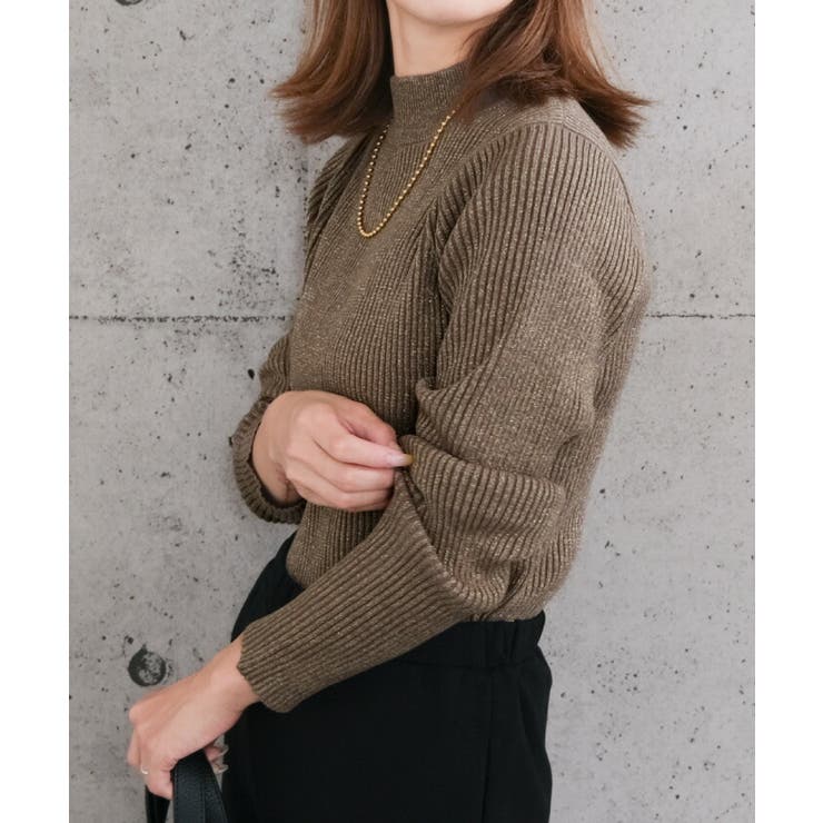 煌めくラメで上品な女性らしさを引き出す！ラメボトルネックリブトップス | aquagarage | 詳細画像6 