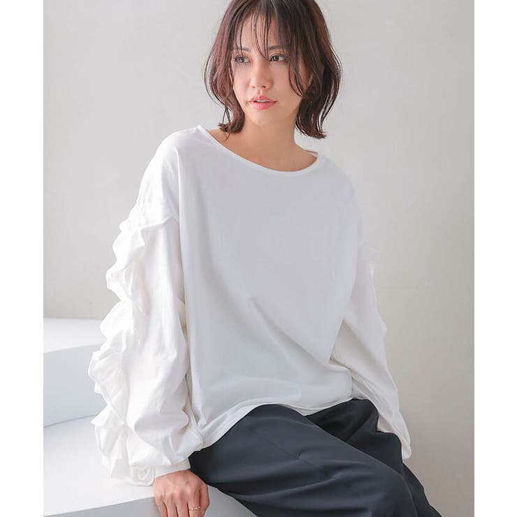 フリルスリーブカットソー コットン100％ 綿100％ | aquagarage | 詳細画像3 