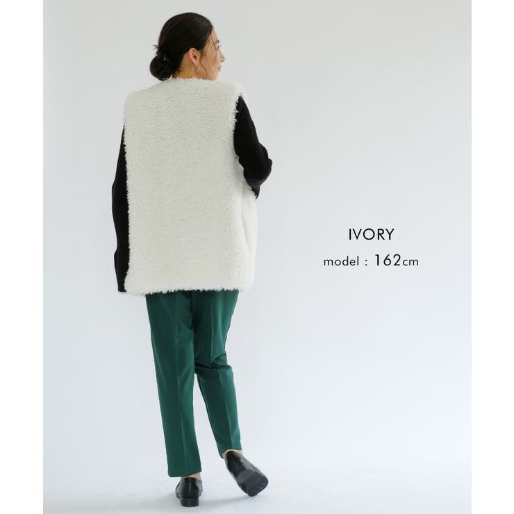 プードルフェイクファーロングベスト 春 秋 冬 M[品番：QU000007686