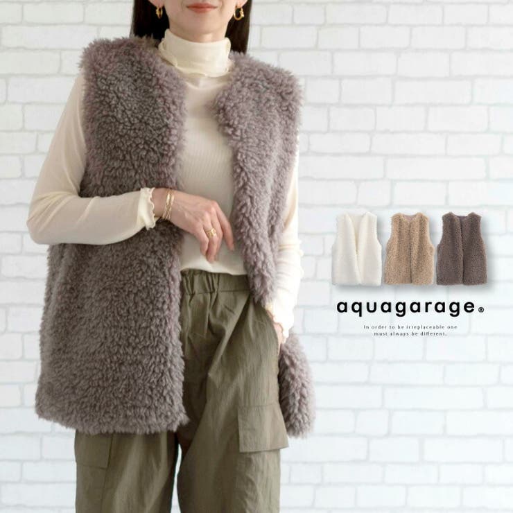 プードルフェイクファーロングベスト 春 秋 冬 M[品番：QU000007686