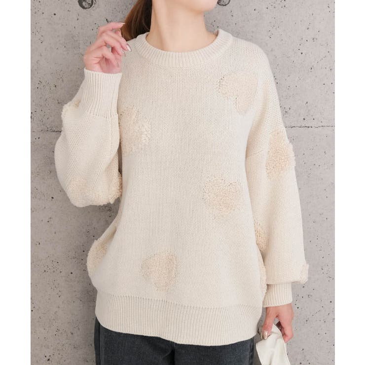 ニードルパンチハート柄ニットトップス | aquagarage | 詳細画像6 