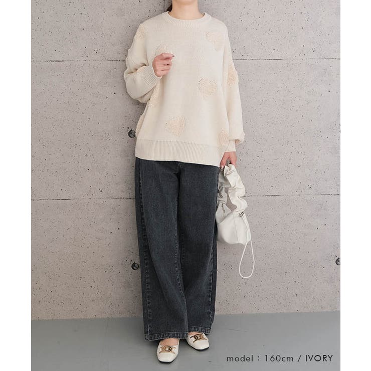 ニードルパンチハート柄ニットトップス | aquagarage | 詳細画像10 