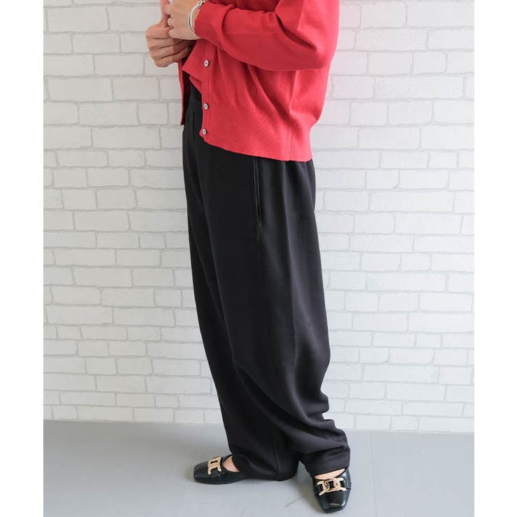 リブニットワイドパンツ リブパンツ ニットパンツ ボトムス
