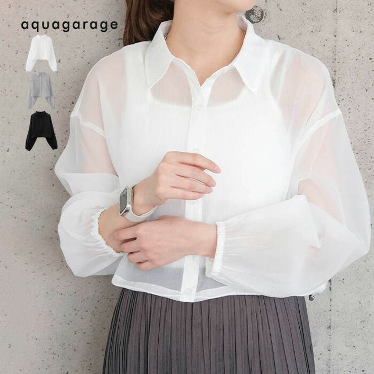 裾ドロストシアーシャツ  レディース 春 秋 冬 | aquagarage | 詳細画像1 