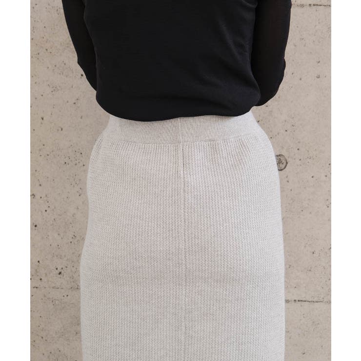 裾バイカラーリブニット裏起毛ナロースカート レディース 秋 冬 | aquagarage | 詳細画像14 