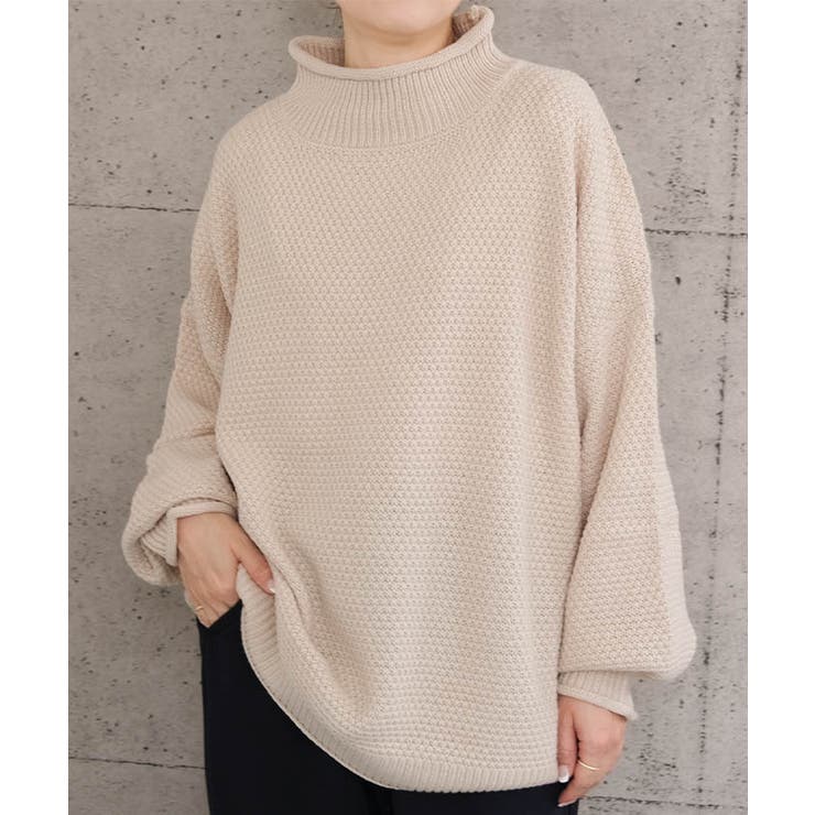 鹿の子編みハイネックニット レディース  春 秋 冬 | aquagarage | 詳細画像15 