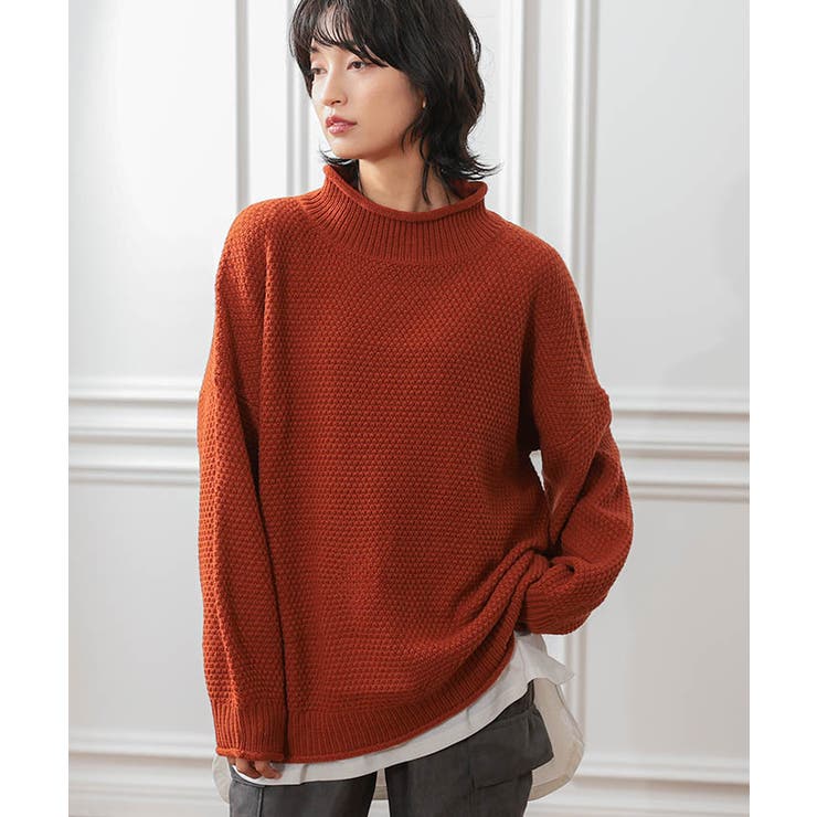 鹿の子編みハイネックニット レディース  春 秋 冬 | aquagarage | 詳細画像3 