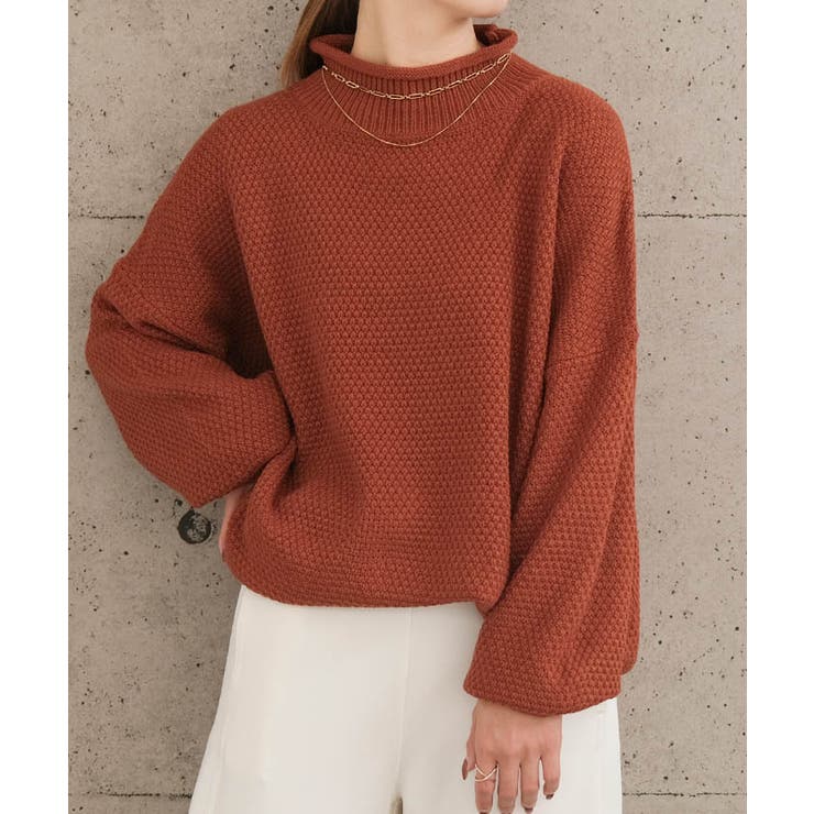 鹿の子編みハイネックニット レディース  春 秋 冬 | aquagarage | 詳細画像9 