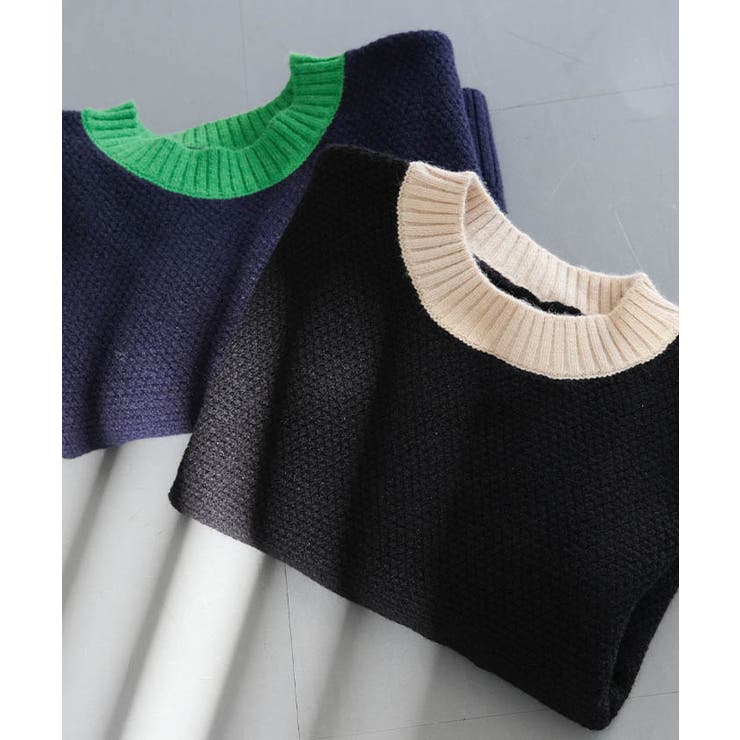 バイカラーラインニットトップス レディース  秋 冬 | aquagarage | 詳細画像2 