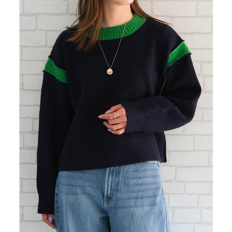 バイカラーラインニットトップス レディース  秋 冬 | aquagarage | 詳細画像14 