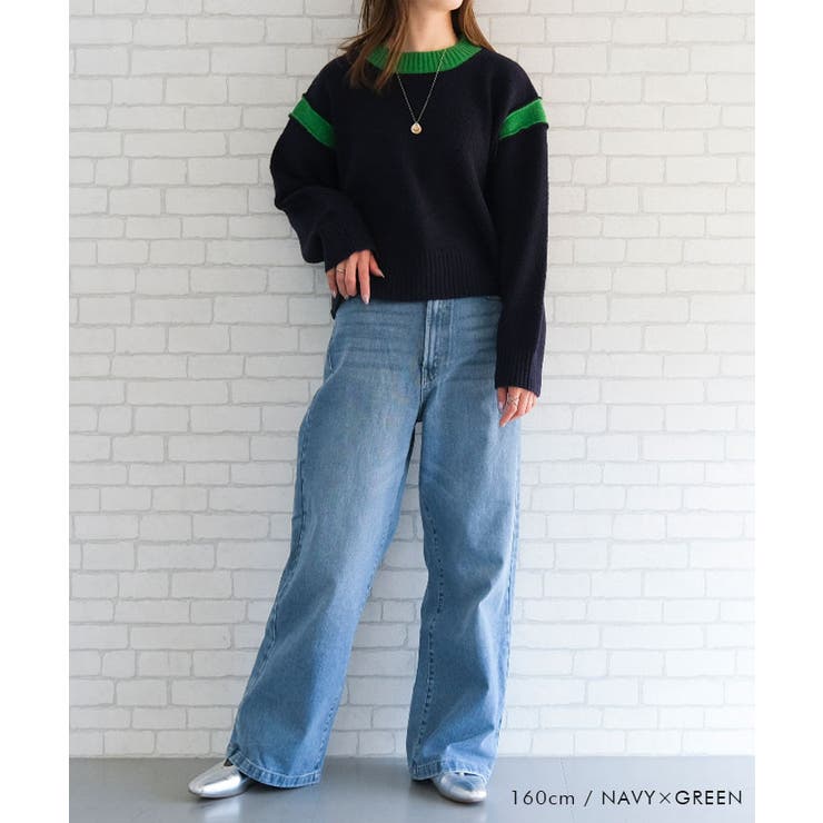 バイカラーラインニットトップス レディース  秋 冬 | aquagarage | 詳細画像16 