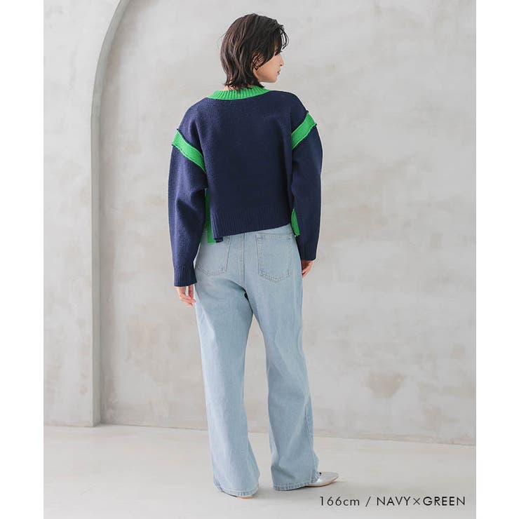 バイカラーラインニットトップス レディース  秋 冬 | aquagarage | 詳細画像5 