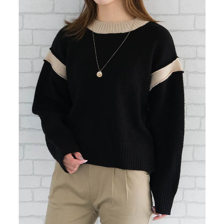 バイカラーラインニットトップス レディース  秋 冬 | aquagarage | 詳細画像9 