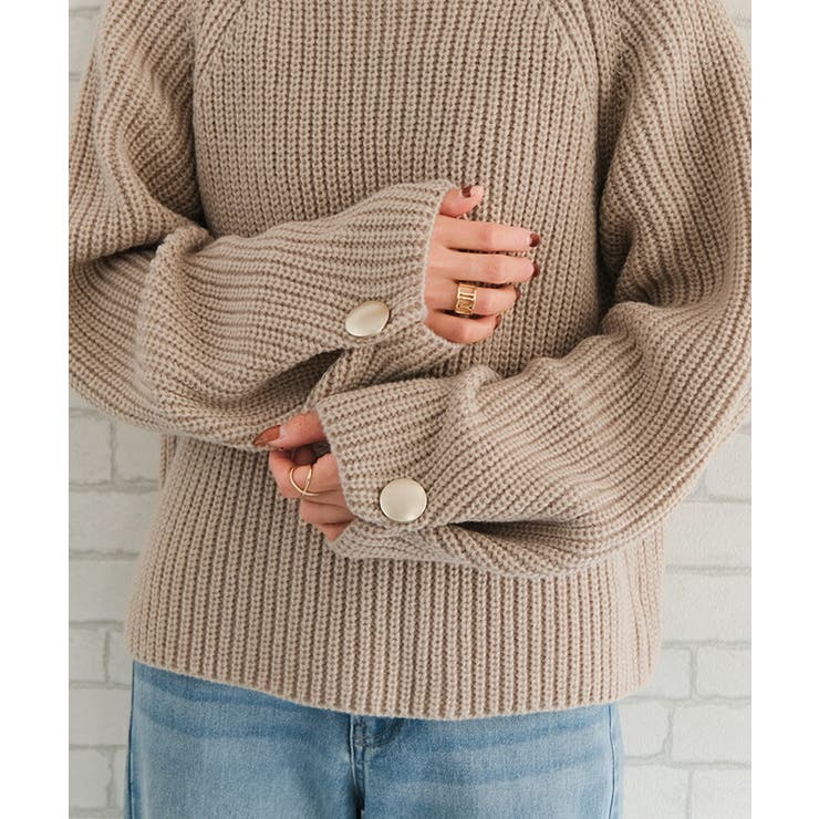 袖ボタンハイネックニットトップスト レディース  秋 冬 | aquagarage | 詳細画像17 