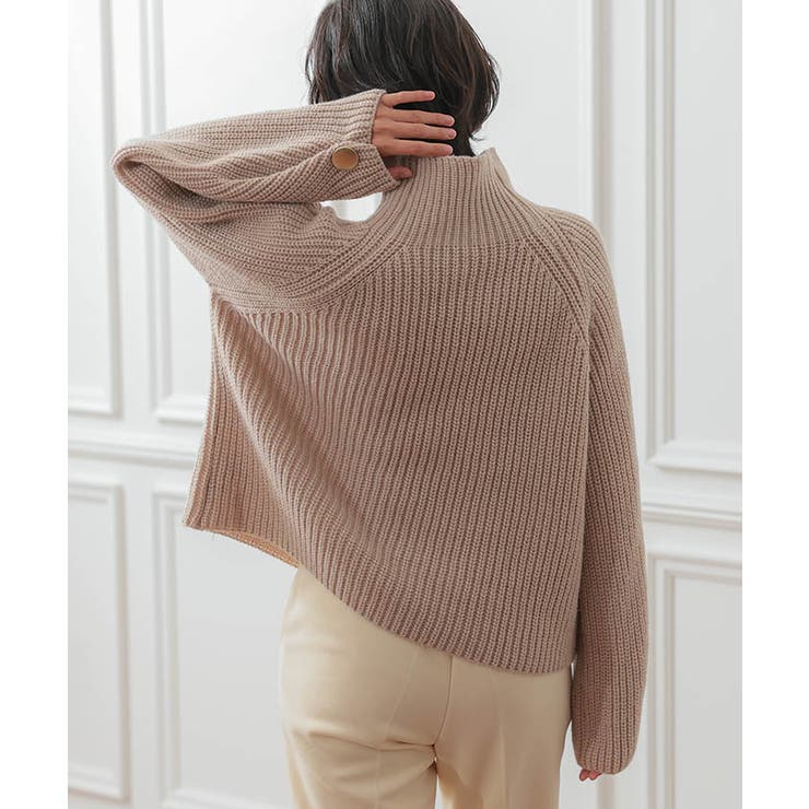 袖ボタンハイネックニットトップスト レディース  秋 冬 | aquagarage | 詳細画像5 