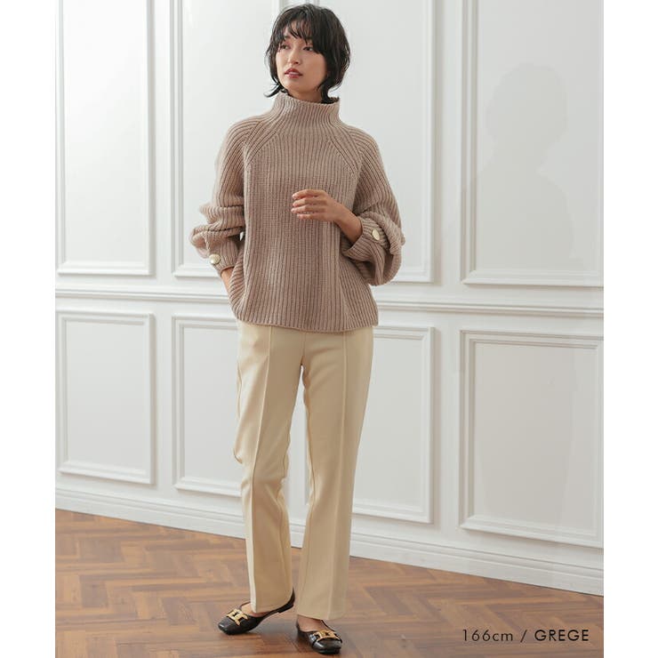 袖ボタンハイネックニットトップスト レディース  秋 冬 | aquagarage | 詳細画像6 