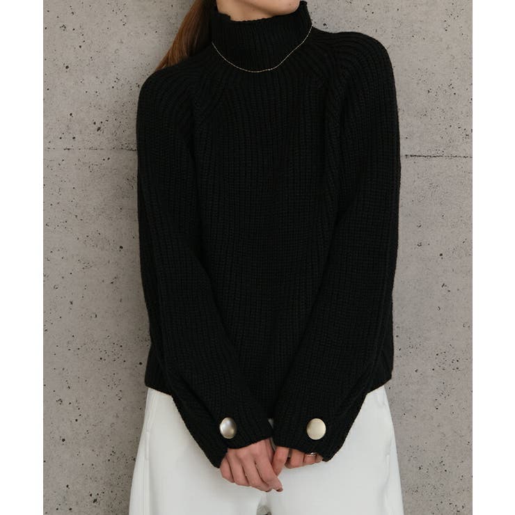 袖ボタンハイネックニットトップスト レディース  秋 冬 | aquagarage | 詳細画像8 