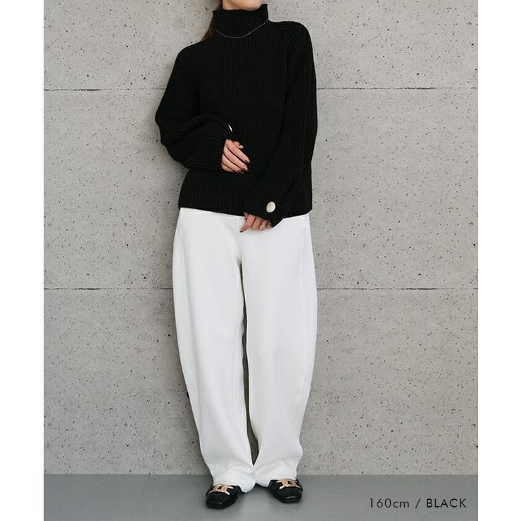 袖ボタンハイネックニットトップスト レディース  秋 冬 | aquagarage | 詳細画像10 