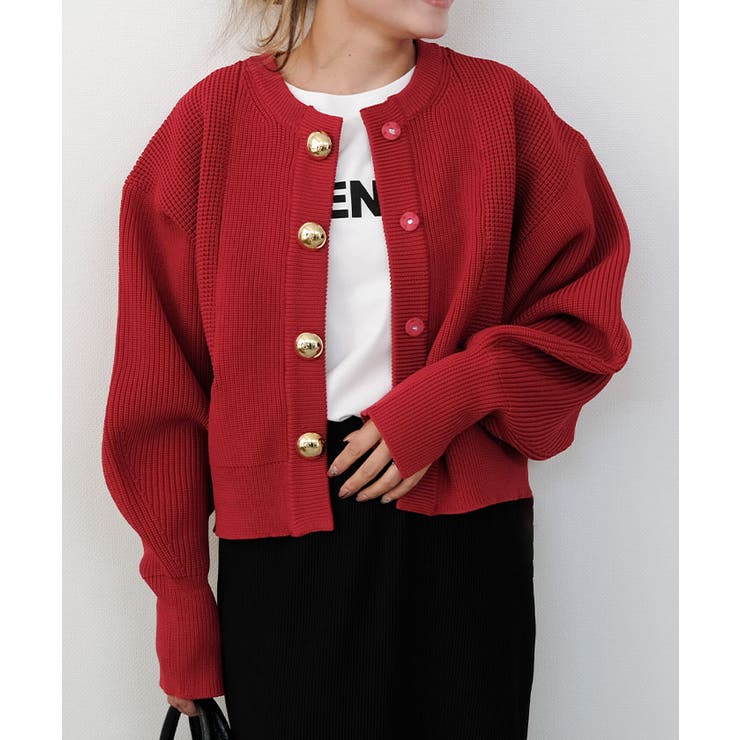 BIGボタンニットカーディガン 秋 冬 M  レディース | aquagarage | 詳細画像5 