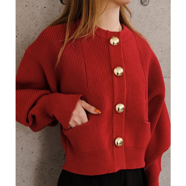 BIGボタンニットカーディガン 秋 冬 M  レディース | aquagarage | 詳細画像10 