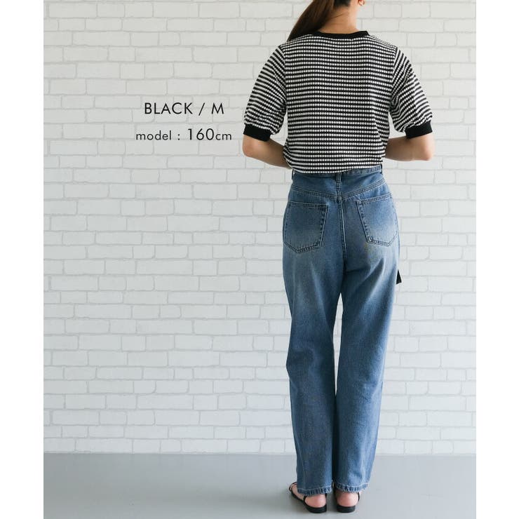 いつもコーデに変化をつけるならパフスリーブジャガード柄ニットトップス | aquagarage | 詳細画像11 