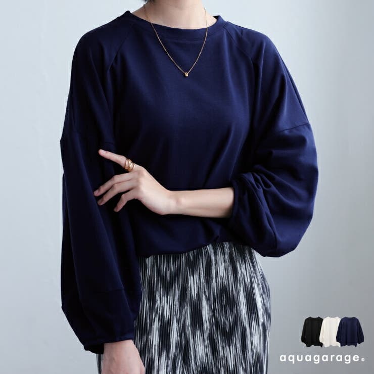 立体感のある袖が女性らしい抜け感を演出! バルーン袖カットソー | aquagarage | 詳細画像1 