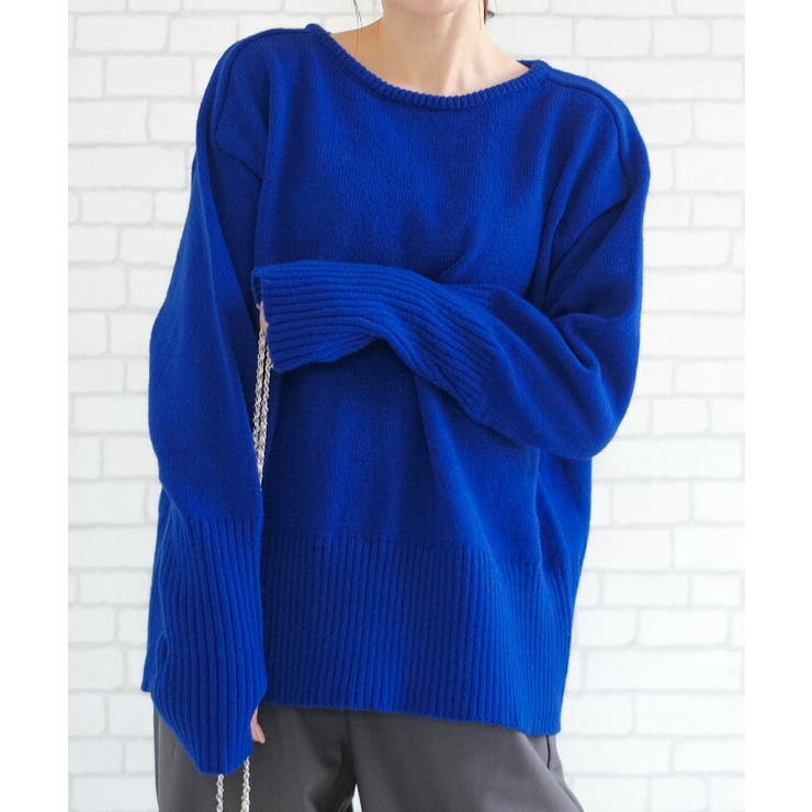 手元まで防寒！アームウォーマー風ボートネックニット | aquagarage | 詳細画像11 