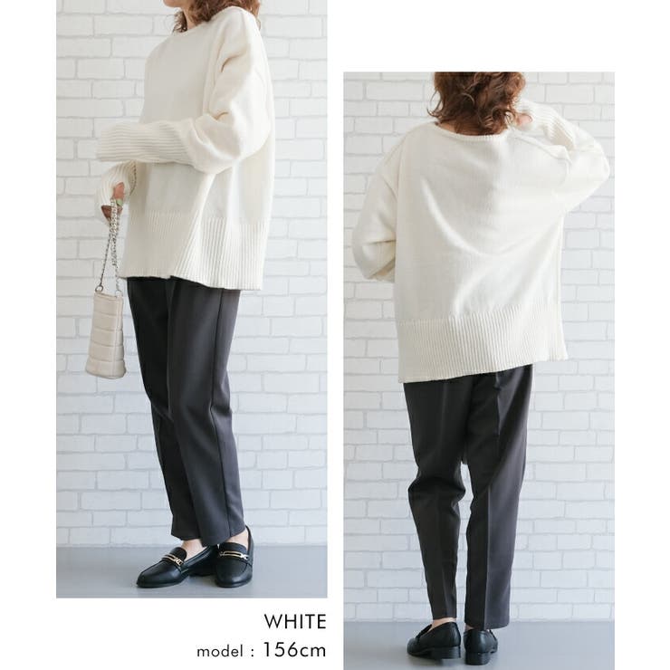 手元まで防寒！アームウォーマー風ボートネックニット | aquagarage | 詳細画像17 