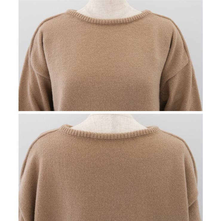 手元まで防寒！アームウォーマー風ボートネックニット | aquagarage | 詳細画像7 