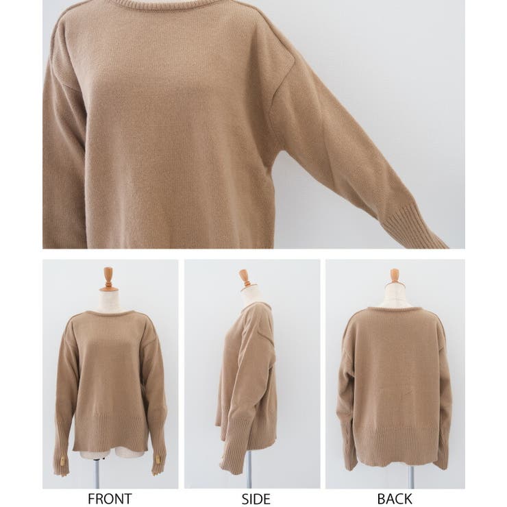 手元まで防寒！アームウォーマー風ボートネックニット | aquagarage | 詳細画像10 