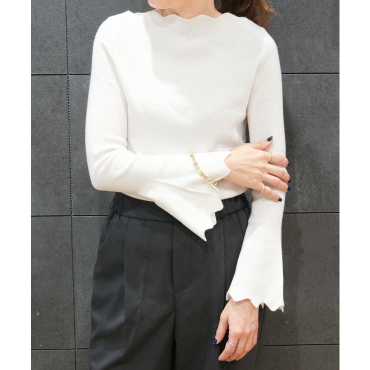 首元と袖口のウェーブデザインがポイント！ネック袖口ウェーブニットトップス | aquagarage | 詳細画像18 