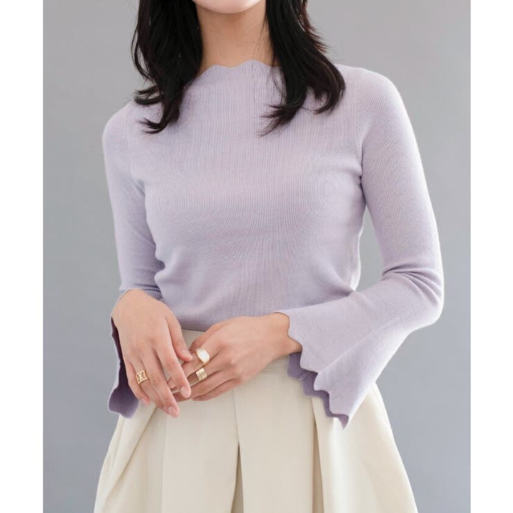 首元と袖口のウェーブデザインがポイント！ネック袖口ウェーブニットトップス | aquagarage | 詳細画像10 