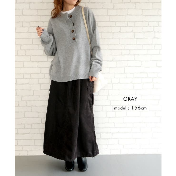 前後2wayで着られるヘンリーネックニットトップス | aquagarage | 詳細画像13 